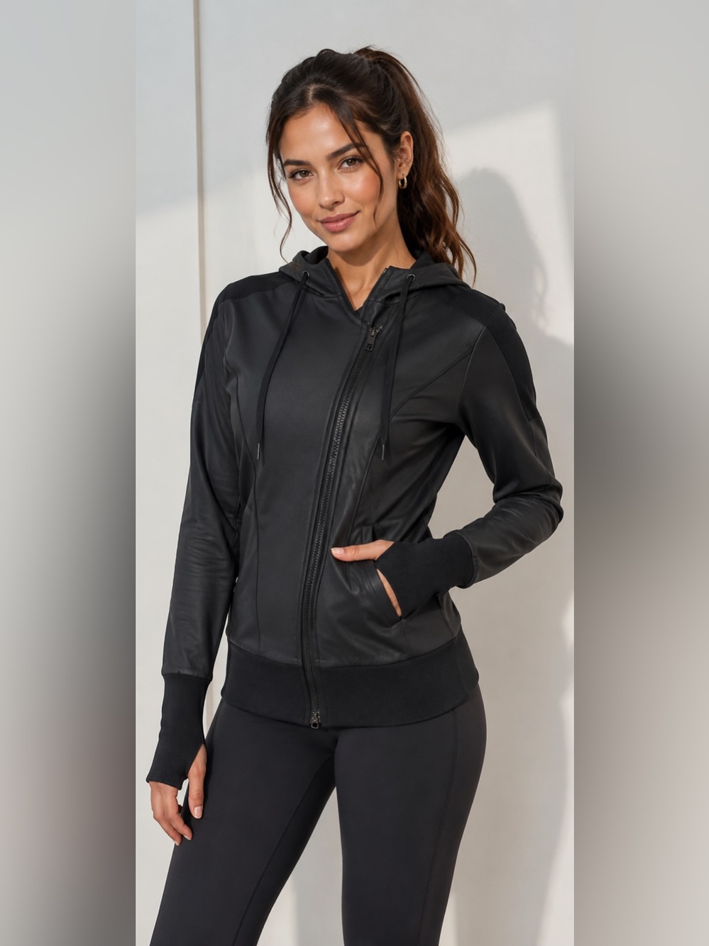 Victoria’s Secret VSX Sport Women’s Small Hooded Zip Jacket Black Athleisure